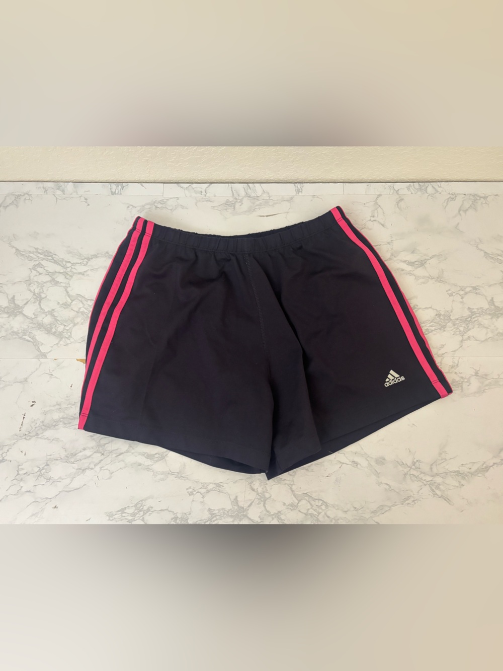 Adidas Women’s Athletic Running Shorts Climalite Sz L Black Pink Stripe Lined
